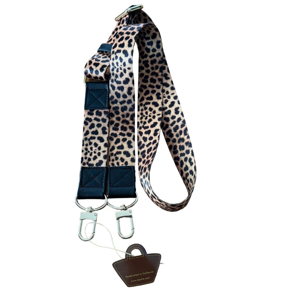 New Cheetah Leopard Print Handbag Strap 1.5" Wide 48" Long Gold Tone Mautto